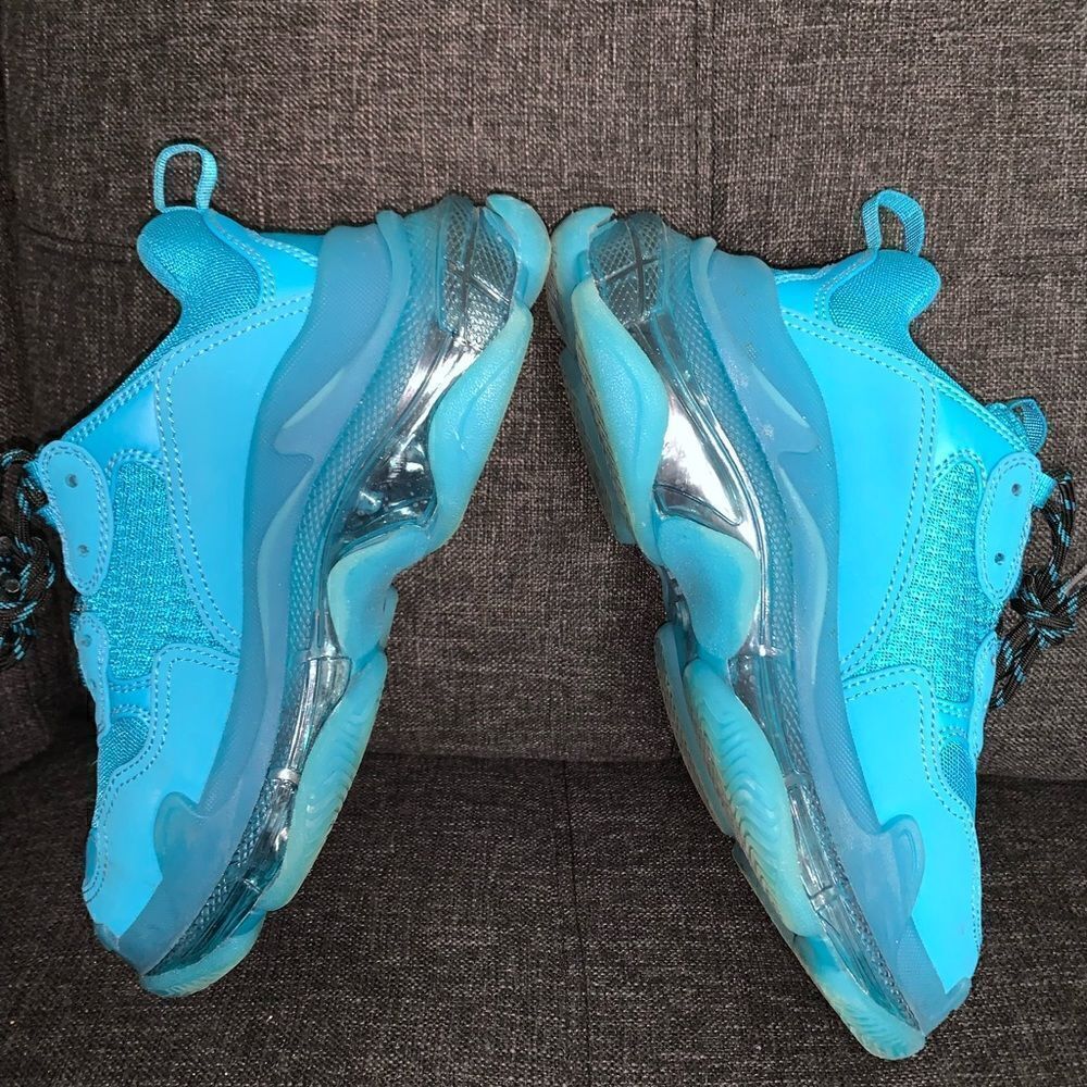 Balenciaga Triple S Cyan Blue Clunky Dad Sneaker - Picture 4 of 9
